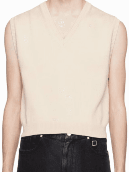 Beige V-Neck Vest