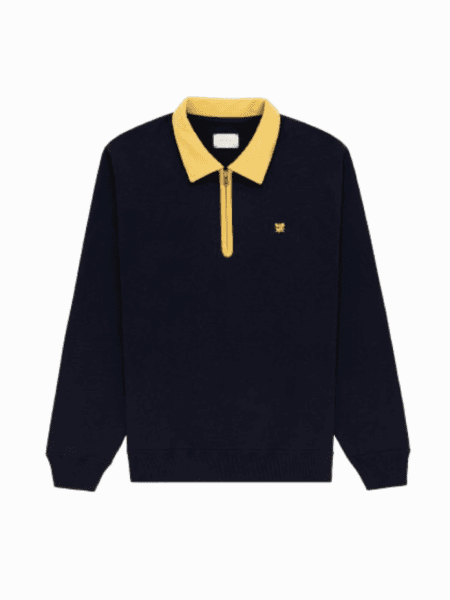 Contrast Crest Quarter Zip Pullover