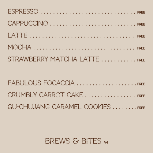 Brews & Bites Menu - Back