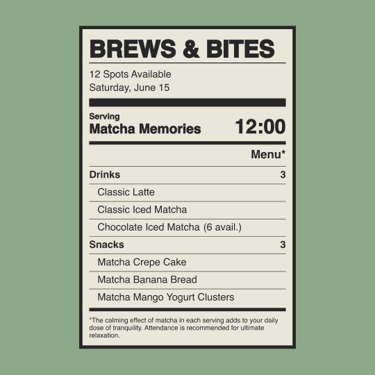 Brews & Bites Menu - Back